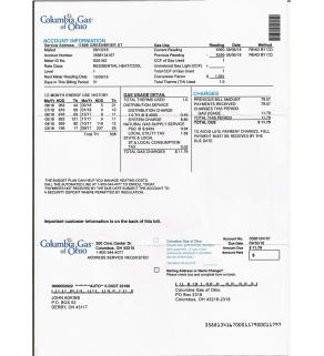 Gas Bill, Columbus Gas Ohio